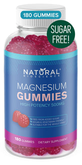 Sugar-free magnesium gummies bottle label showing 500mg per serving