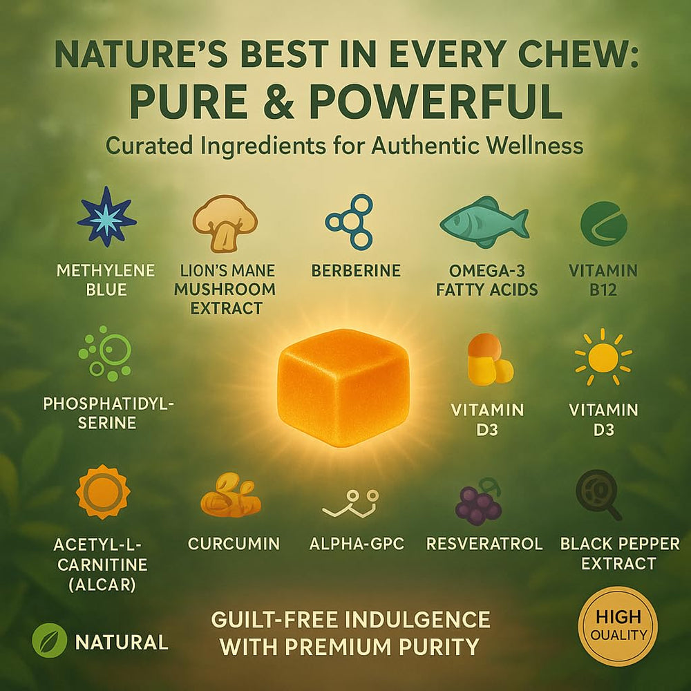 Product label for Sugar Free Methylene Blue Gummies