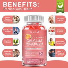 Sugar-free peach-flavored calcium gummies close-up