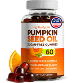 Bottle of Sugar-Free Pumpkin Seed Oil Gummies with Purify Life branding