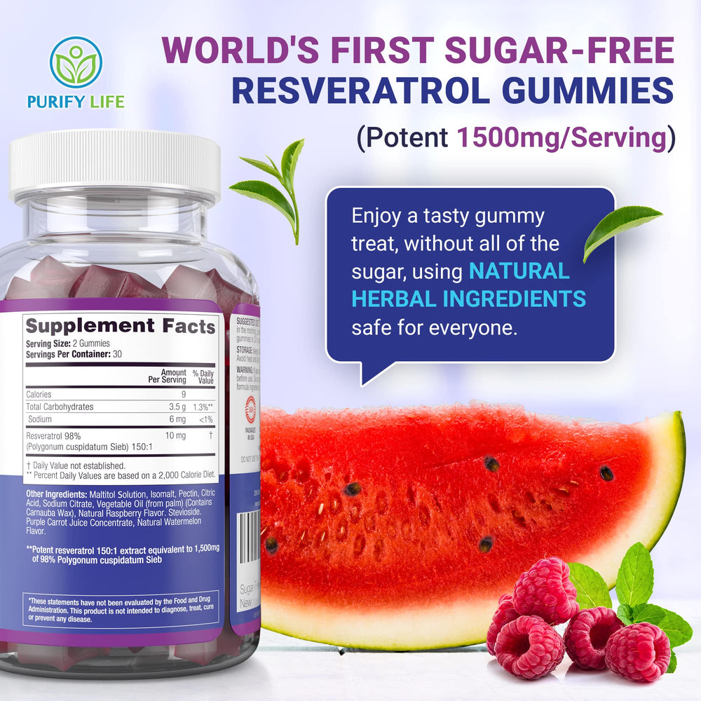 Resveratrol gummy label with dynamic formula highlights