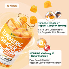 Front of package highlighting 1500mg turmeric per serving