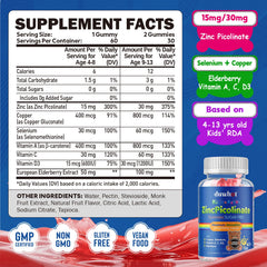 Sugar-free zinc picolinate gummies for kids and adults