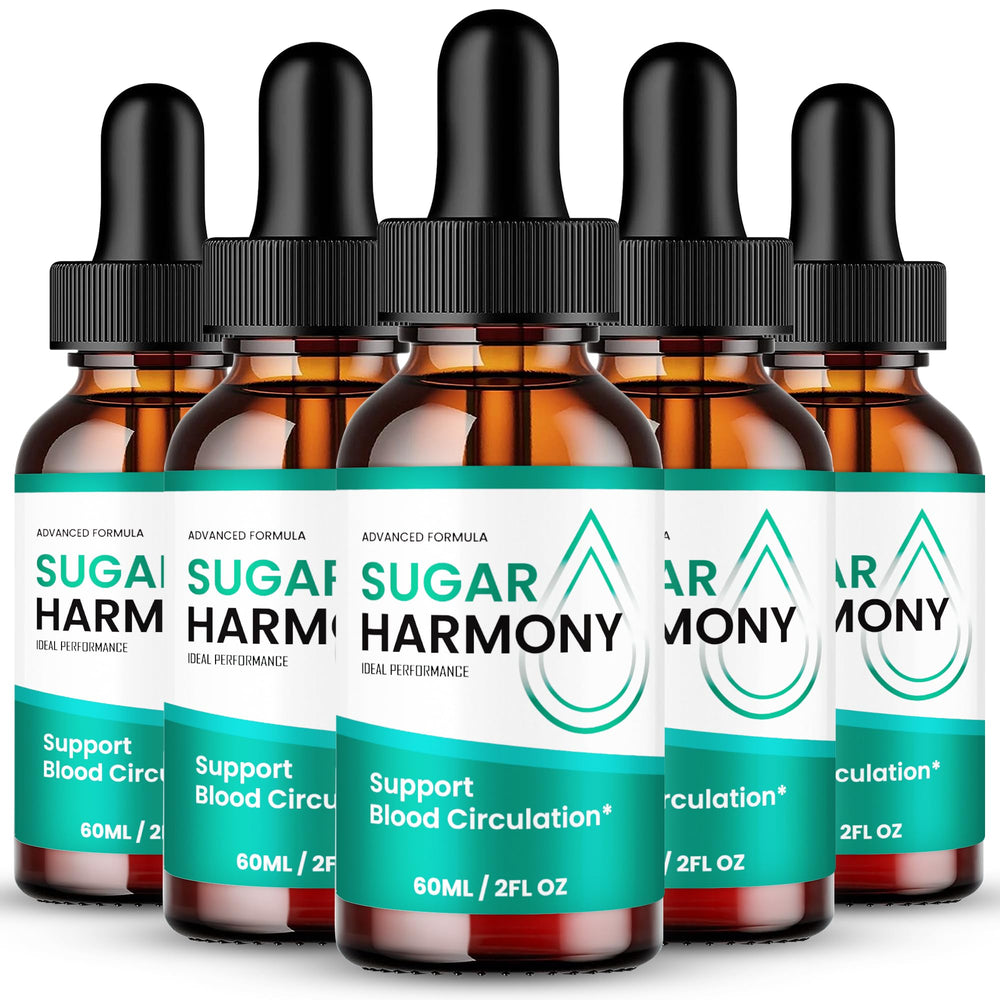 Sugar Harmony Drops bottle with label on white background