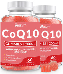 Bottle of Sugar Free CoQ10 Gummies showing 200mg per serving