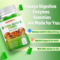 Illustration showing enzymes: papain, bromelain, and amylase