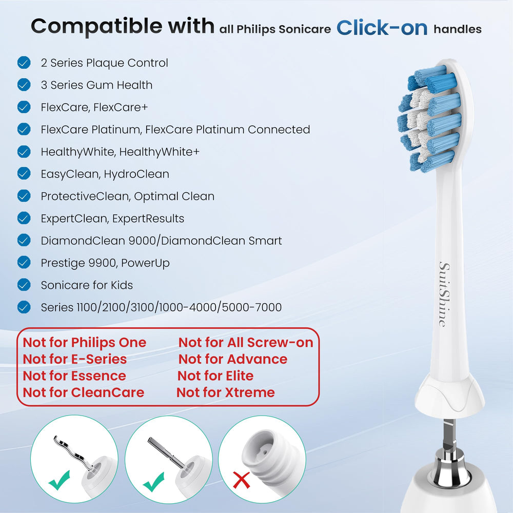 Compatible with Philips Sonicare click-on handles - 8-pack
