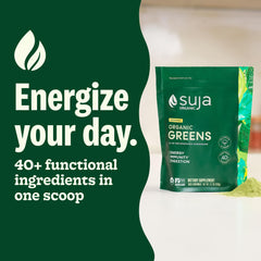 Ingredients featuring kale, broccoli, spinach, spirulina and mushrooms