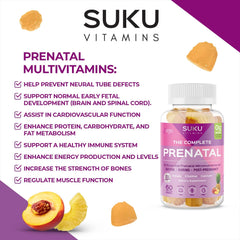 Sugar-free label close-up on SUKU Prenatal Gummies