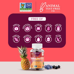 50-count bottle of SUKU Ultimate Immunity Gummies ready for daily use