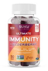 SUKU Ultimate Immunity Gummies bottle with elderberry, echinacea and propolis