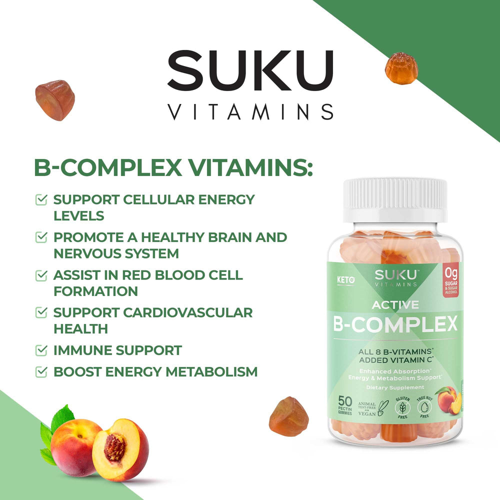 Individual peach gummy from SUKU Vitamin B Complex Gummies