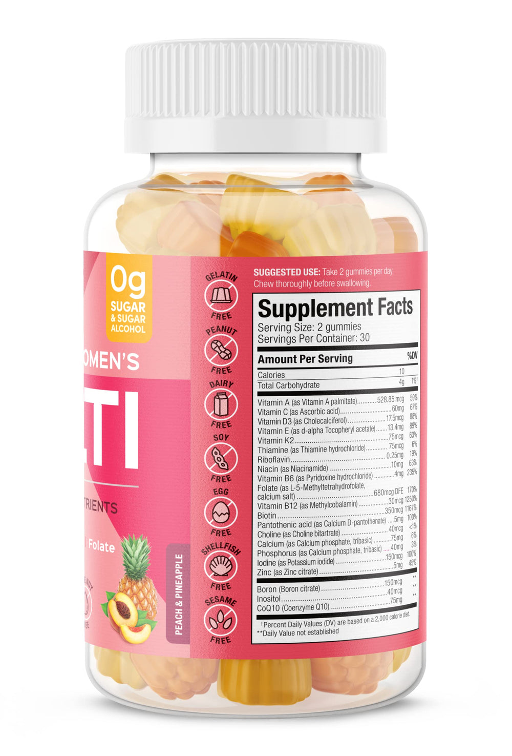 Women’s multivitamin gummies for complete daily health - Pineapple Peach flavor