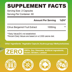 Close-up of Citrus Bergamot 1000mg bottle label