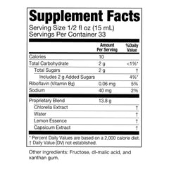 Serving glass of lemon-flavored chlorella drink