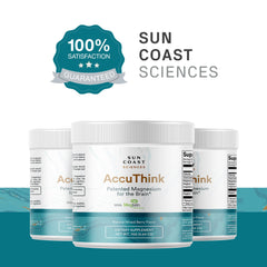 Graphic illustrating cognitive, sleep, and mood benefits of AccuThink