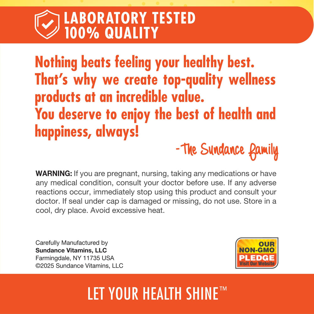 Gluten-free, dairy-free, soy-free allergen information on bottle