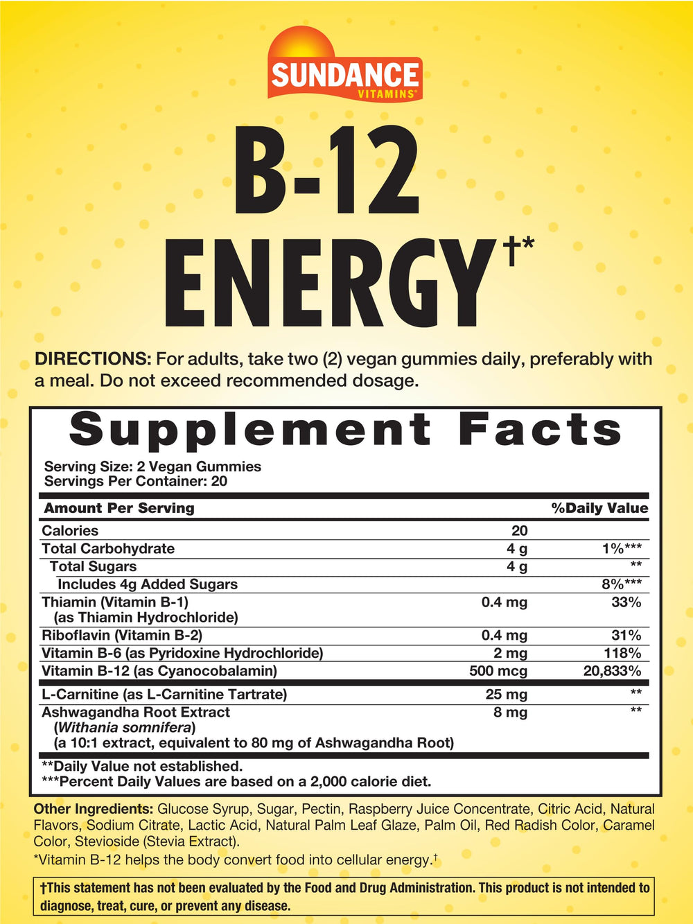 Close-up of Peach Raspberry flavored B-12 energy gummy
