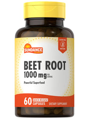 Sundance Beet Root Capsules bottle label with 1000 mg per serving