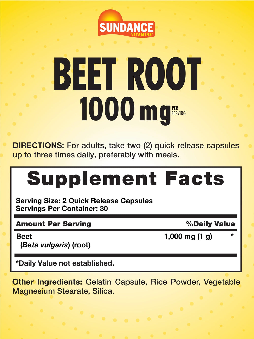 Close-up of Beet Root Capsules bottle label
