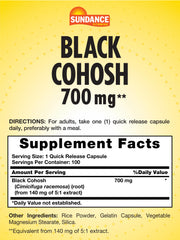Packaging for Sundance Black Cohosh 700mg supplement