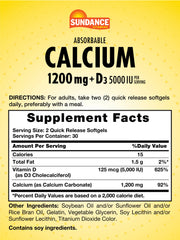 Close-up of Sundance Calcium D3 softgels bottle and label