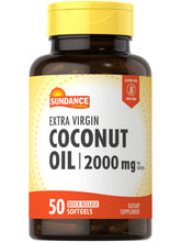 Sundance Coconut Oil Softgels bottle with label showing 2000mg per serving