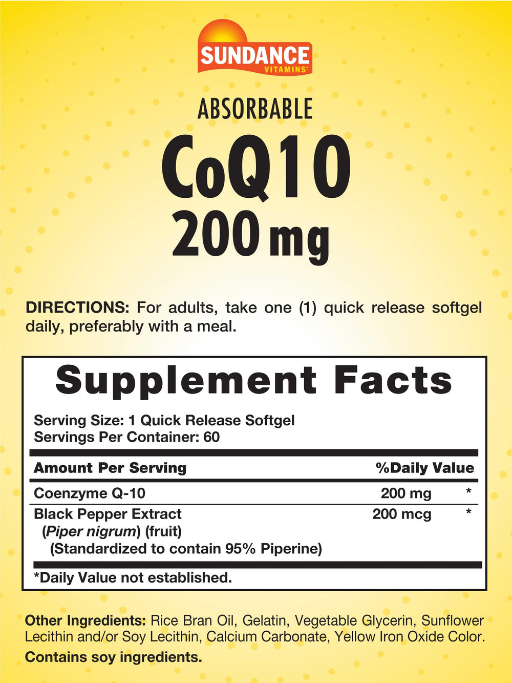 Quick-release CoQ10 softgel with Black Pepper Extract