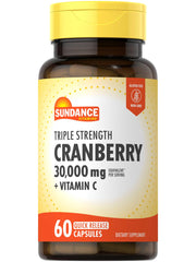 Front view of Sundance Cranberry Supplement bottle with 60 capsules