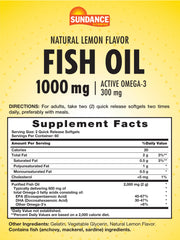 Sundance Fish Oil Softgels Omega-3 300mg label