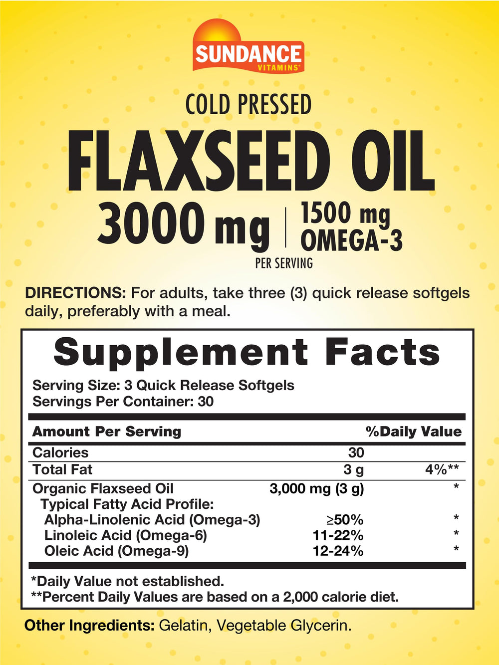 Label highlighting 1500mg Omega-3 per serving