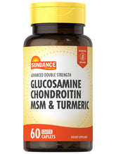 Bottle of Sundance Glucosamine Chondroitin MSM Turmeric with 60 coated caplets