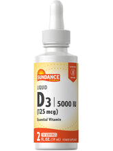 Bottle of Sundance Liquid Vitamin D3 5000 IU with dropper