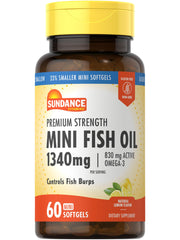 Sundance Mini Fish Oil Softgels 1340mg lemon flavor, 60-count bottle