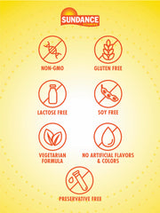 Bottle label highlighting vegetarian, non-GMO and gluten-free attributes