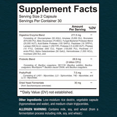 Close-up of digestive enzymes and probiotic blend