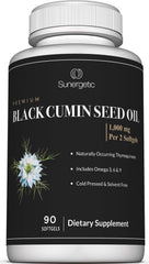 Sunergetic Black Cumin Seed Oil Softgels bottle close-up
