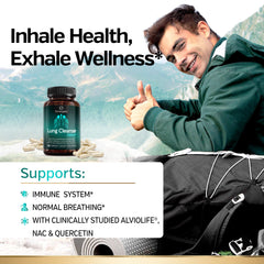 Sunergetic packaging and label - clearly labeled lung health product from GMP facility.