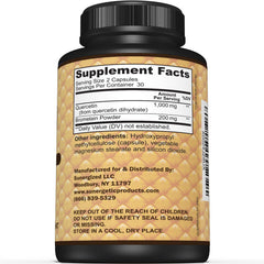 Close-up of Sunergetic Quercetin & Bromelain capsules