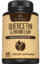 Sunergetic Quercetin & Bromelain supplement bottle — immune support, 60 capsules