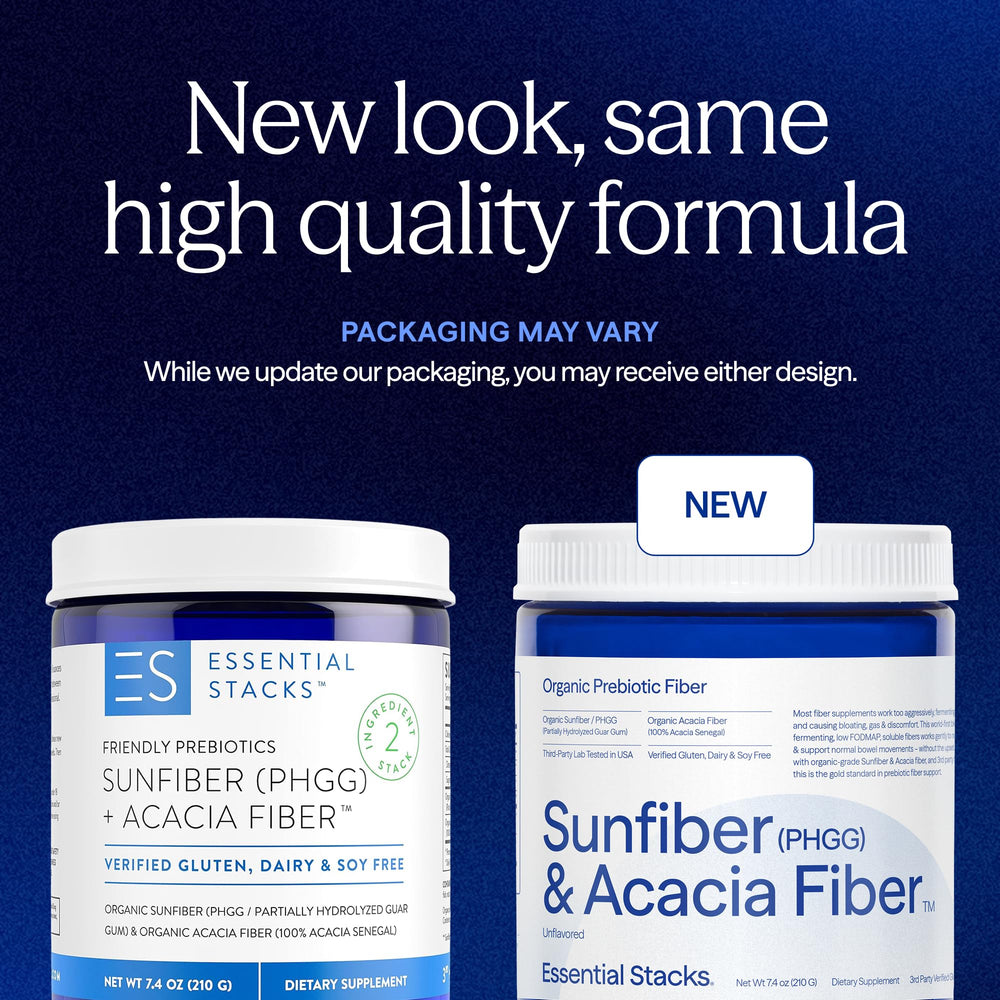 Sunfiber PHGG and organic acacia fiber powder blend container