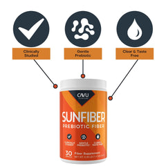 Sunfiber prebiotic fiber powder in a measuring scoop