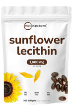 Front label of Micro Ingredients Sunflower Lecithin 1,600mg per serving, 300 softgels