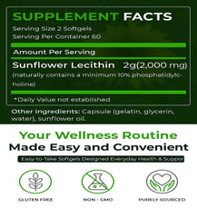 Close-up of sunflower lecithin 2000 mg softgels