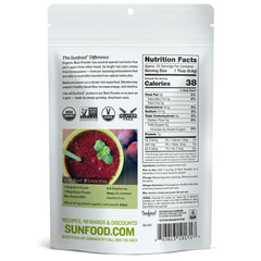 Beetroot powder added to juice and smoothies