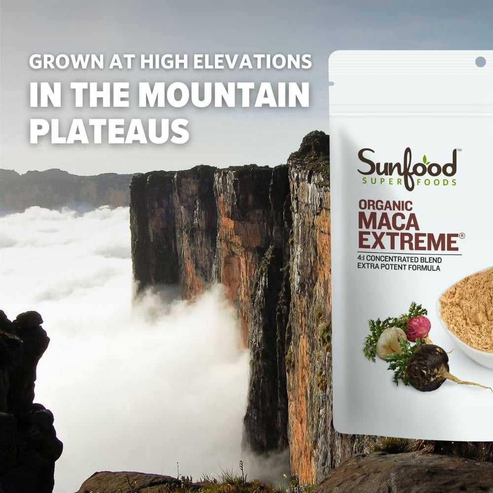 Sunfood maca ingredients and packaging