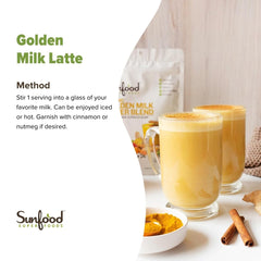 Cup of golden milk made with Sunfoods powder