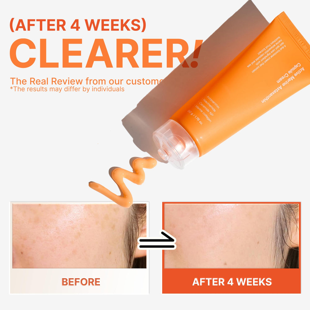 Close-up label highlighting astaxanthin and niacinamide