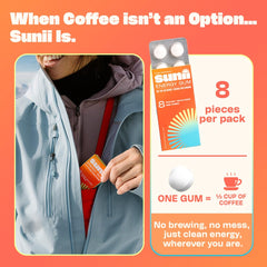 Sunii Energy Gum in a gym bag ready for pre-workout energy