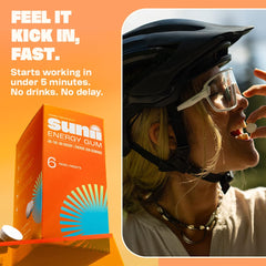 Sunii Energy Gum piece close-up showing minty chew for quick lift